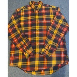 VINTAGE NAUTICA men's MEDIUM button‎ down 100% COTTON plaid MULTICOLOR